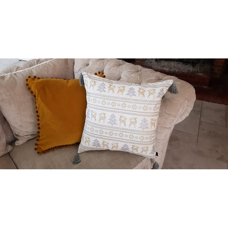 Hiram Geometric Square Cushion, Grey/Gold