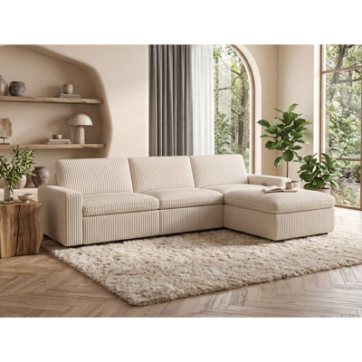 Milred Power Corduroy Reclining L-Shaped Sectional Symmetrical
