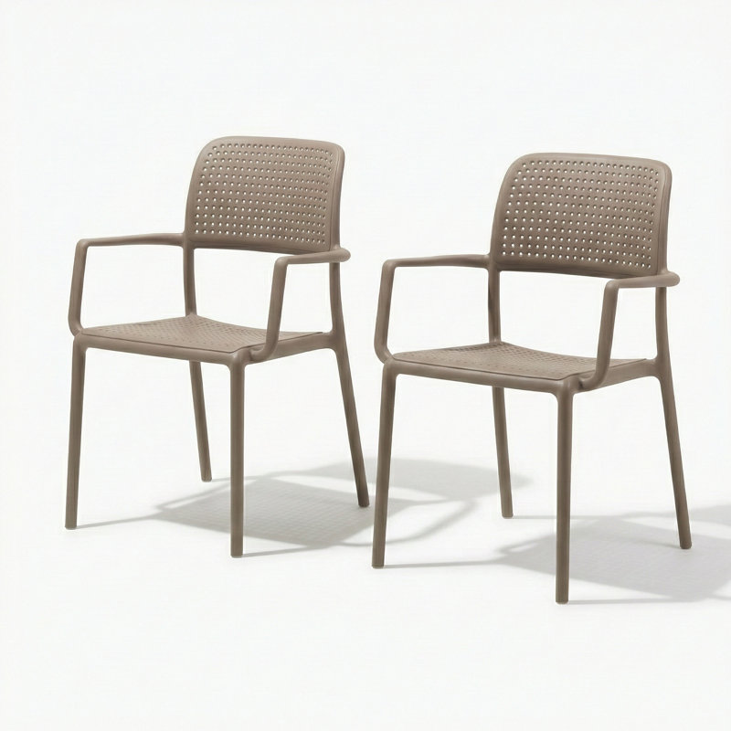 Suri Stacking Patio Dining Armchair, Grey