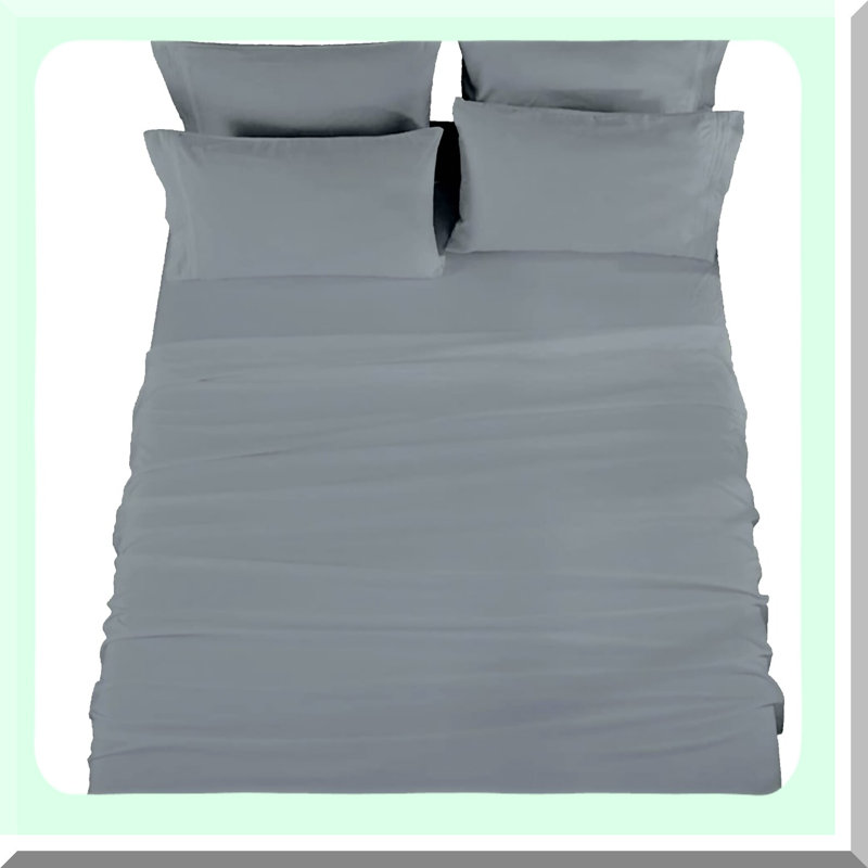 Stone Blue Microfiber 6-Piece Sheet Set