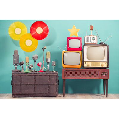 Retro Studio Microphones - Wrapped Canvas Print