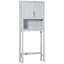 Modern Over The Toilet Storage Cabinet, Double Door Bathroom Organizer With Inner Adjustable Shelf And Open Shelf, Grey