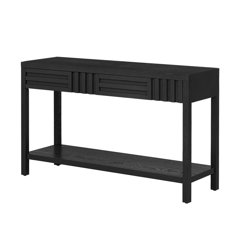 U_STYLE Modern Ash Veneer Console Table, Black