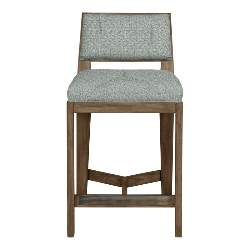 Scoville By Thom Filicia Upholstered Counter Stool with Solid Wood Frame, Hampton, Eau Tuck