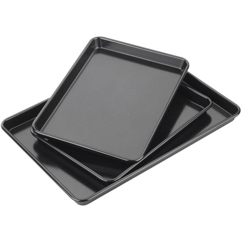 Mantraraj Non-Stick 3 Piece Set Cooking and Roasting Professional Gauge Baking Trays 
