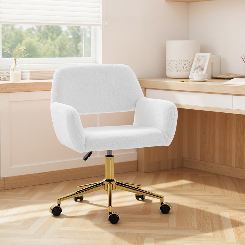 HOMCOM Swivel Office Chair Adjustable Height, Cream White