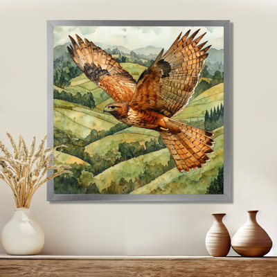 Glaspy Eage Hawk Over The Pasture - bird Wall Art Decor