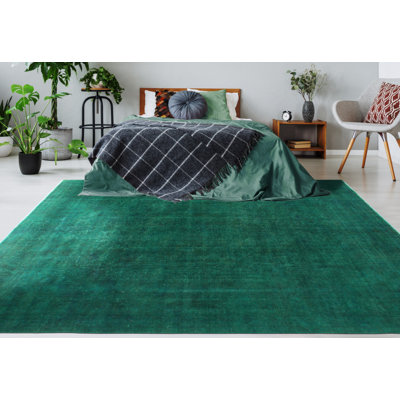 Vintage Overdyed Amilamia Green Rug