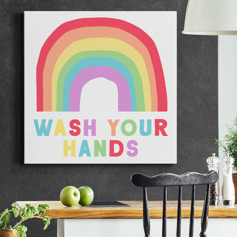 «Wash Your Hands» - Toile tendue avec châssis de qualité supérieure - prête à être accrochée, H 40 po x l 40 po x P 1 po