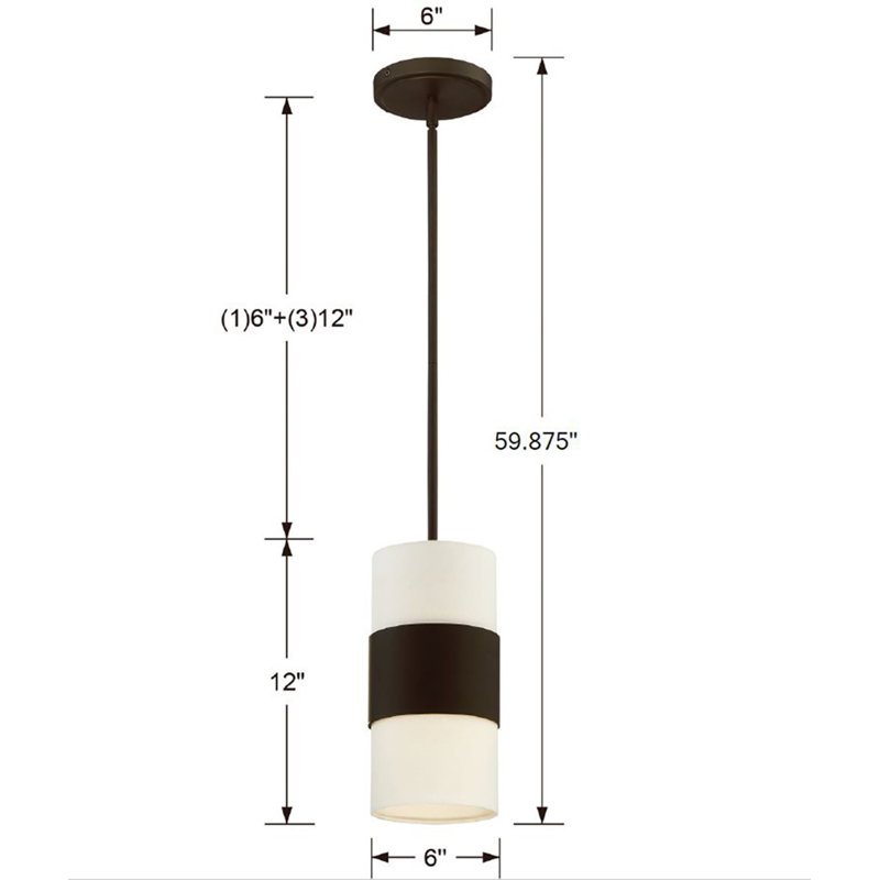 Ellicott 1 - Light Cylinder Pendant, Dark Bronze