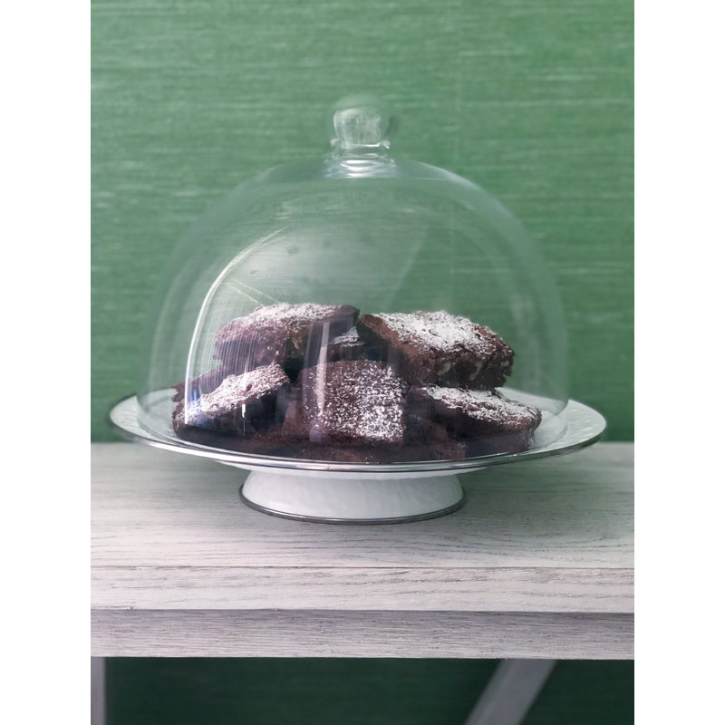 Solid Handmade Enamelware Cake Stand, White