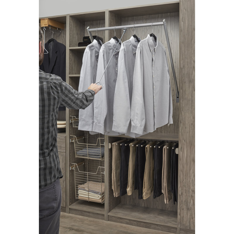 Tringle ajustable et ajustable pour les systèmes de garde-robe sur mesure, Chrome satiné