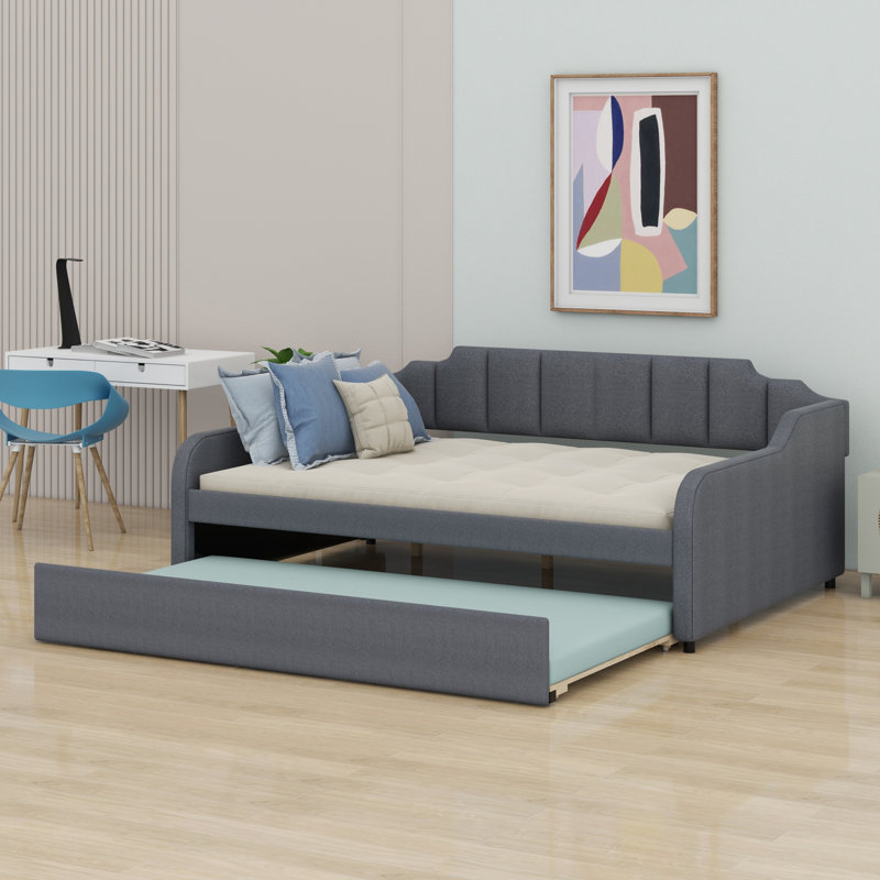 Upholstery Daybed With Trundle Bed And USB Charging Design