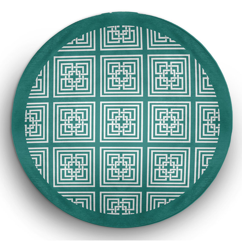 Chenille Indoor / Outdoor Rug, Rond 5 pi