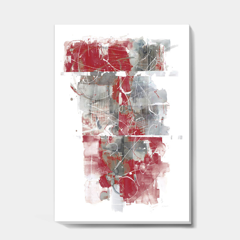 Déplacement dans et hors de la circulation I - Gris rouge - reproduction d'art sur toile tendue, H 40 po x l 30 po x 1,5 po