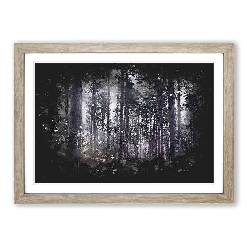 Conifer Tree Forest Vol.1 - Picture Frame Painting, Oak, 65cm H x 90cm W x 2cm D
