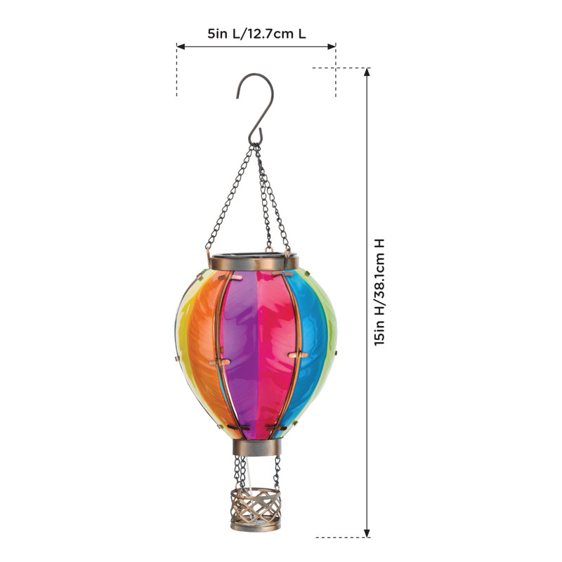 15'' Multicolor Glass Hot Air Balloon LED Lantern