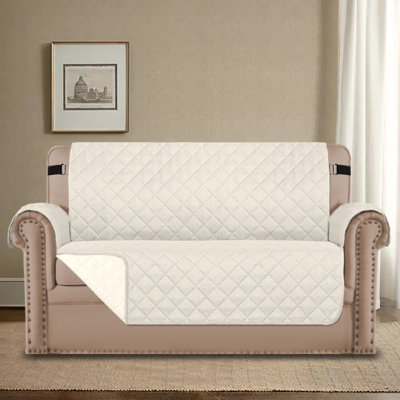 Housse de canapé réversible pour causeuse à coussins carrés / rectangulaires pour chien / chat / animaux de compagnie Protecteur de meubles avec sangle élastique antidérapante