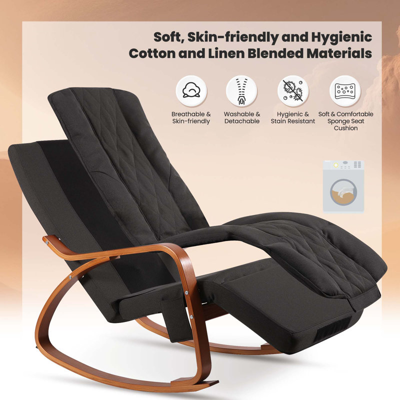 Masseur de dossier et chaise berçante Ali 2-en-1 Shiatsu, fauteuil inclinable avec télécommande, pour le salon