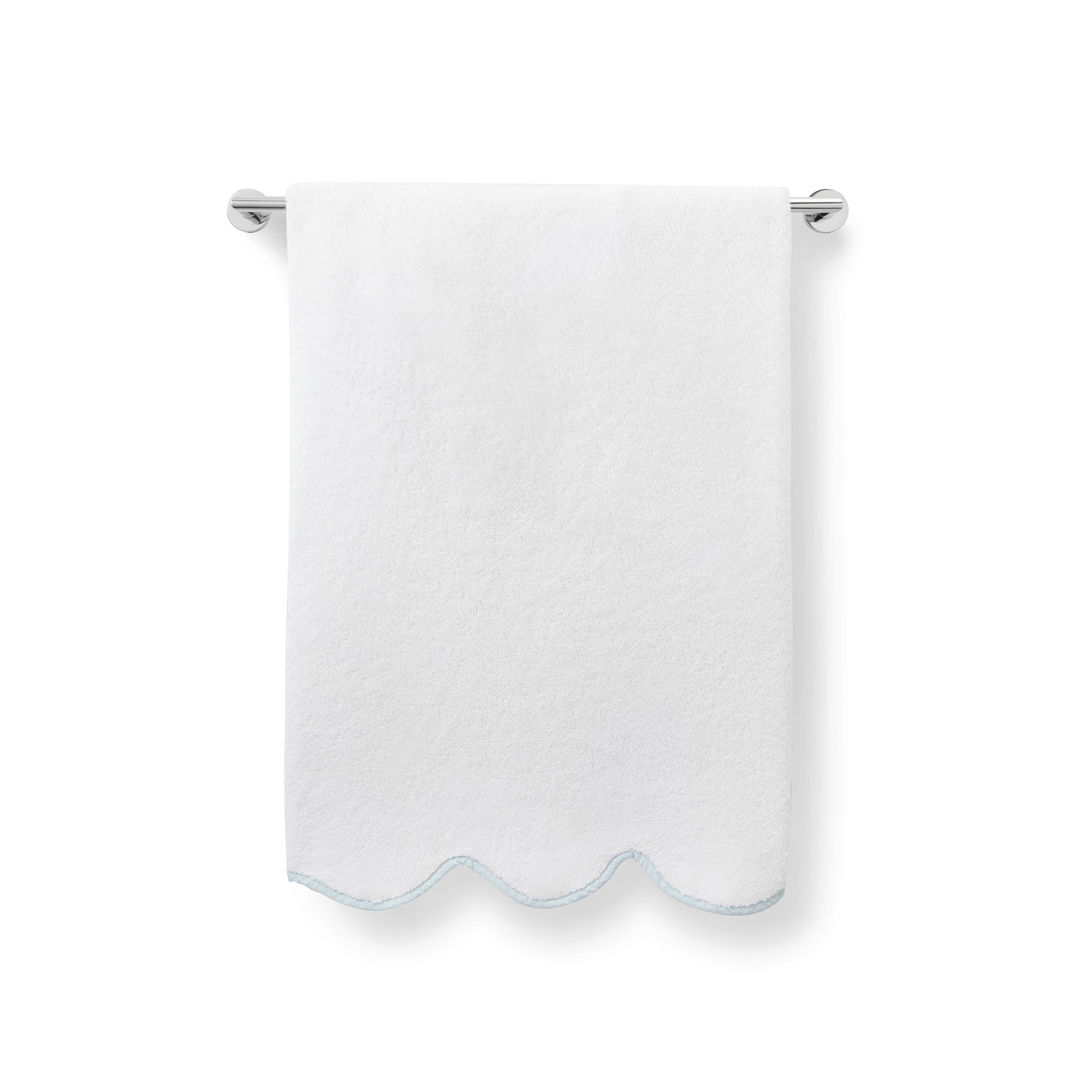 Scalloped Hand Towel, White/Light Gray