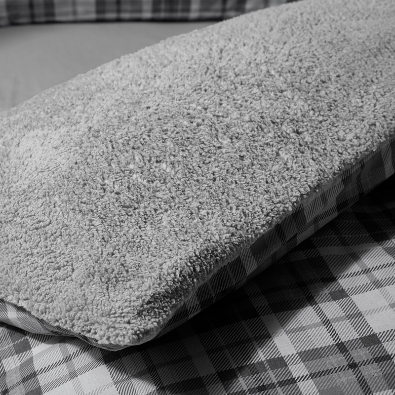 Cosy Sherpa Check Duvet Cover Set, Single Duvet Cover Set + 1 Standard Pillowcase, Grey