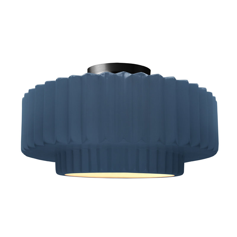 Plafonnier semi-encastré en céramique Radiance, Noir mat, H 8 po x l 16,5 po x P 16,5 po, Ciel à minuit