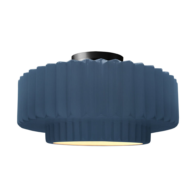 Plafonnier semi-encastré en céramique Radiance, H 8 po x l 16,5 po x P 16,5 po, Ciel à minuit, Noir mat