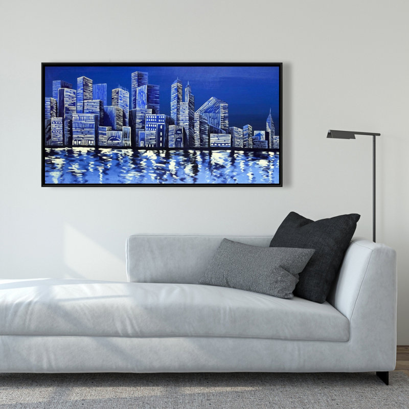Blue skyline - 24"x48" Framed canvas
