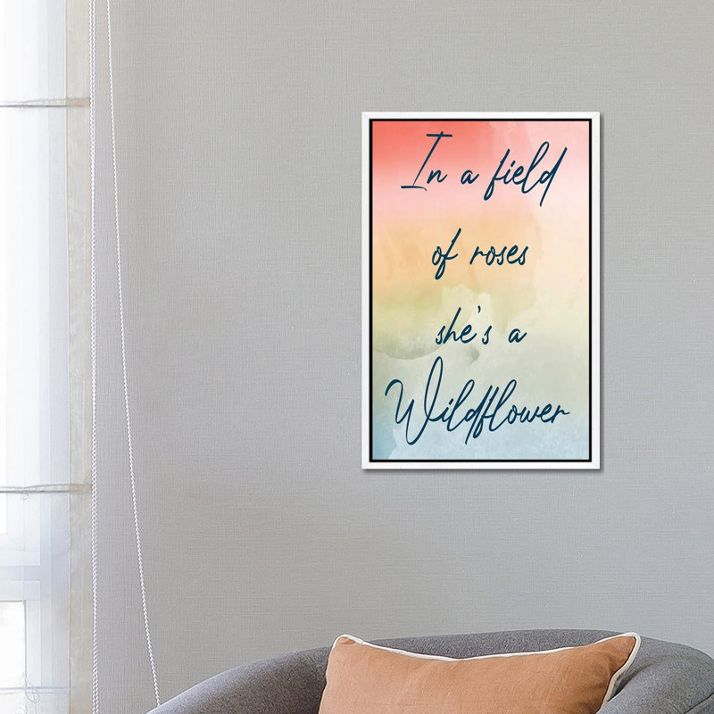 Be A Wildflower by Marcus Prime - Print on Canvas, 66.04cm H x 45.72cm W x 3.81cm D, White Framed