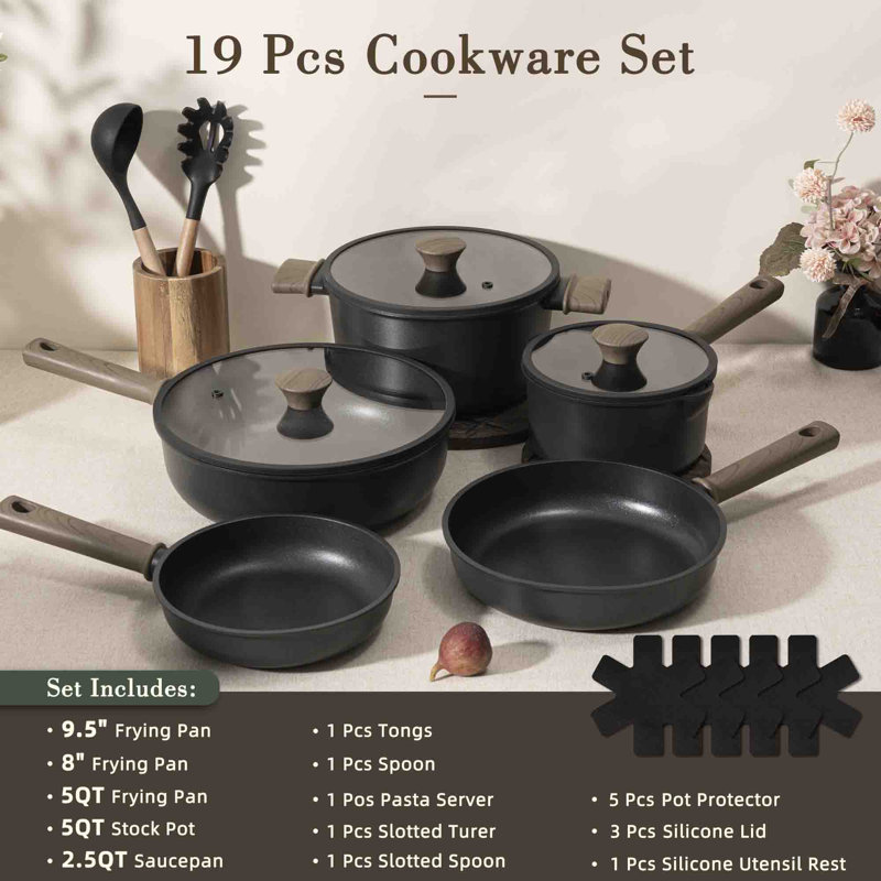Batterie de cuisine antiadhésive 19 pièces