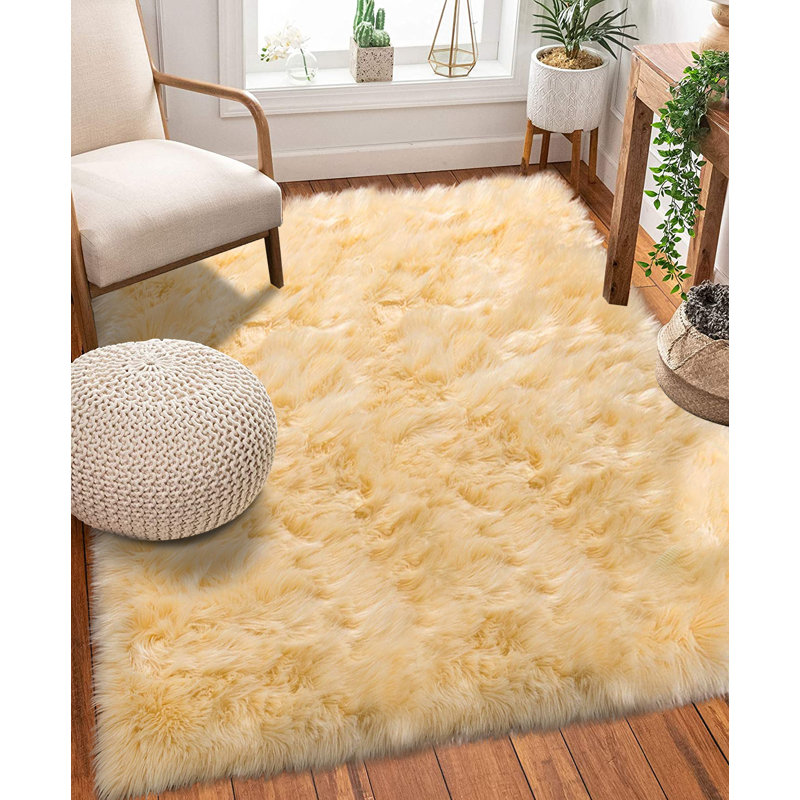 Faux Sheepskin Indoor Rug, Rectangle 3' x 5'
