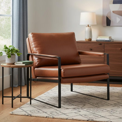 Fauteuil club en similicuir brun Gracie Mills