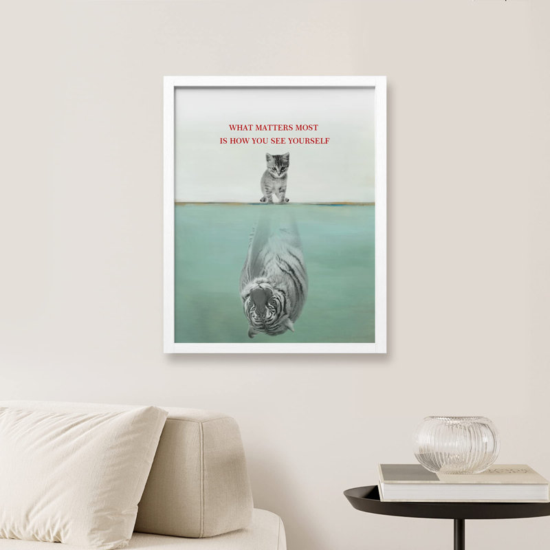 «Kitty Dream Mindset Is Everything Inspiring Inspirational Motif positif» sur papier, Blanc, H 14 po x l 11 po