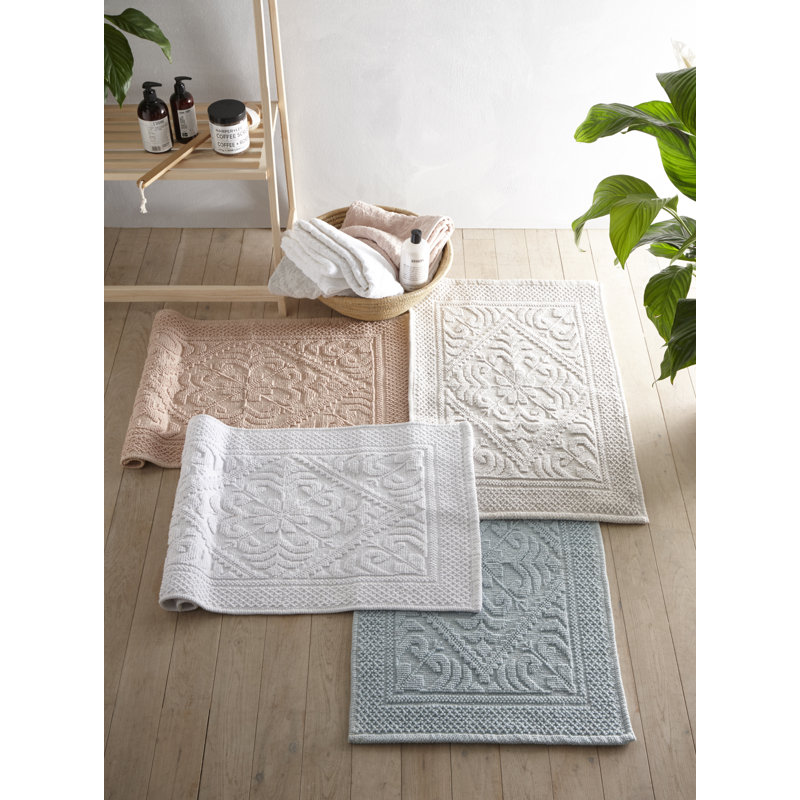 Castleman Jacquard Damask Bath Mat, Blush