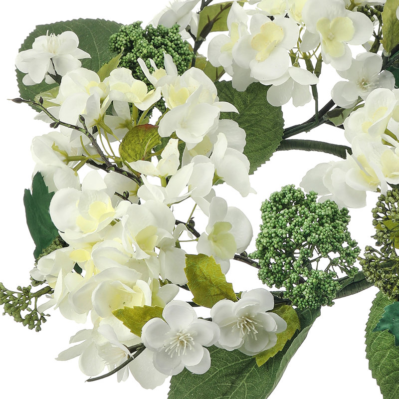 Couronne d'hortensia de jardin 16 po, Blanc