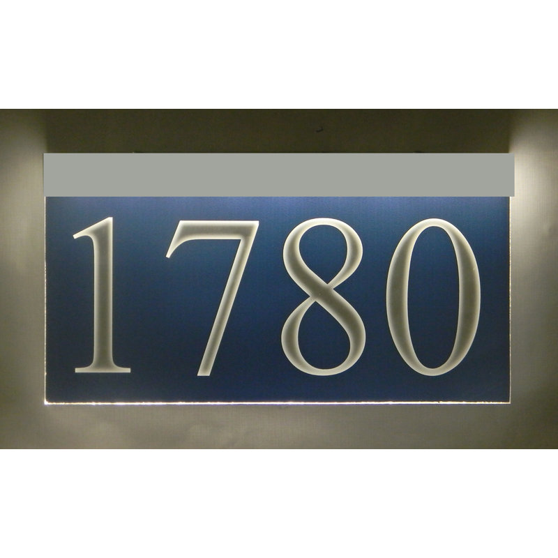 Enseigne d’adresse pour pelouse sur 1 ligne, bleu, Argent