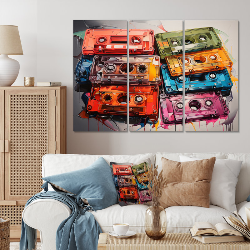 Popart Cassette Tapes III - ensemble de reproductions d'art mural en métal