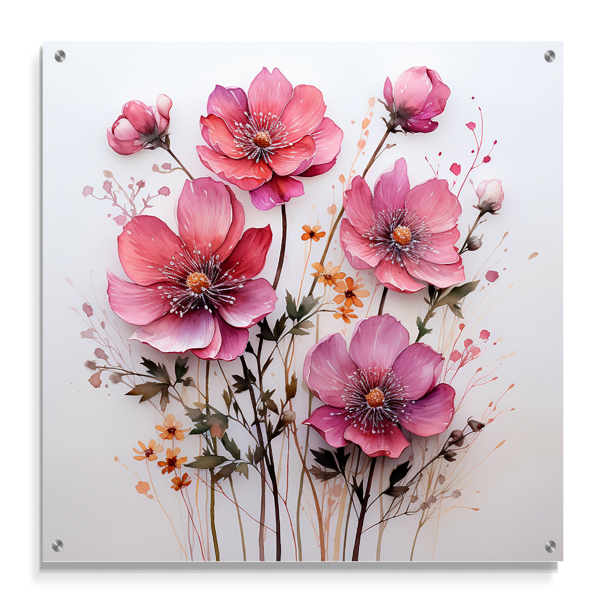 Winston Porter Pink Minimalism Pink Flower - Floral Acrylic Wall Art ...