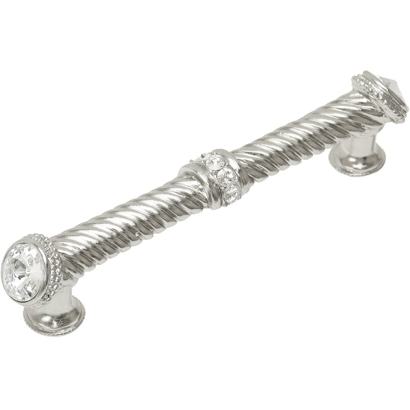 Caché 5 inches c.c. large pull with end & center 7 rivoli Swarovski Clear Crystals in Chalice, 5", Chrome