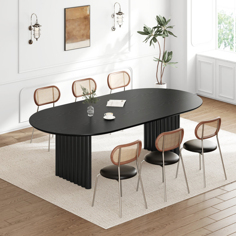 Table de salle à manger 30 po, H 30 po x L 79 po x l 40 po, Noir, noir, noir, noir