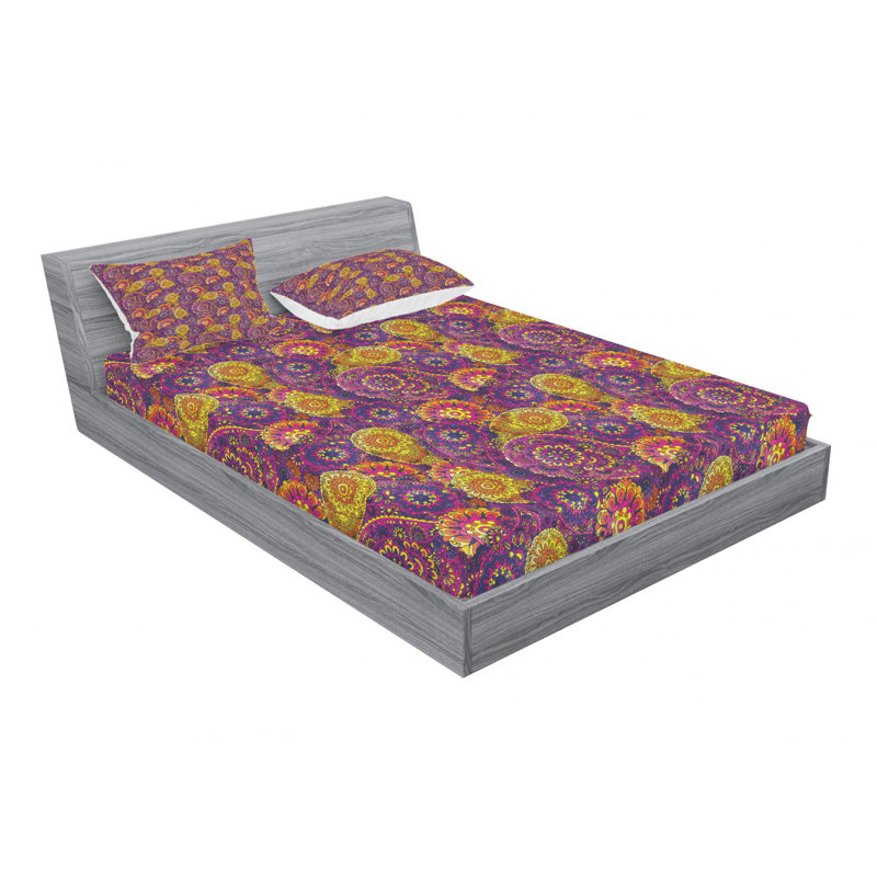 Microfiber Paisley Sheet Set, Queen Sheet Set with Fitted Sheet, Paisley