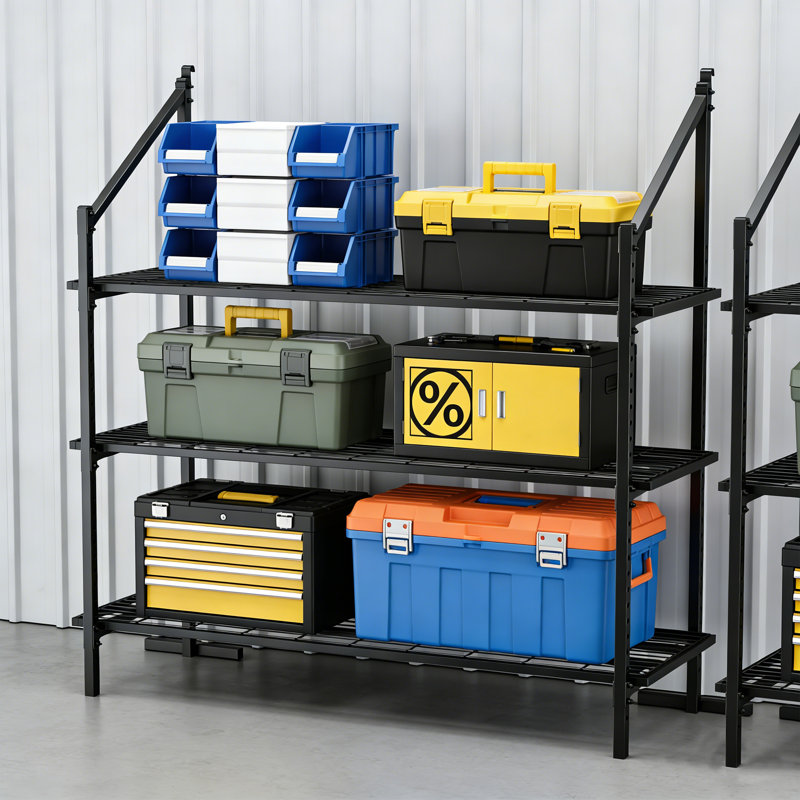 Supports de rayonnage de contenants d'expédition, accessoires de contenants d'expédition suspendus à 3 niveaux, capacité de charge de 1 100 lb, étagère de rangement en métal robuste pour garage, entrepôt, sous-sol
