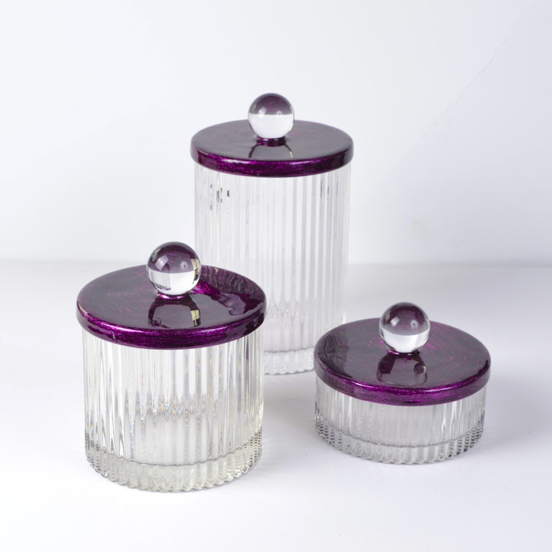Glass Bathroom Storage Container, Amethyst