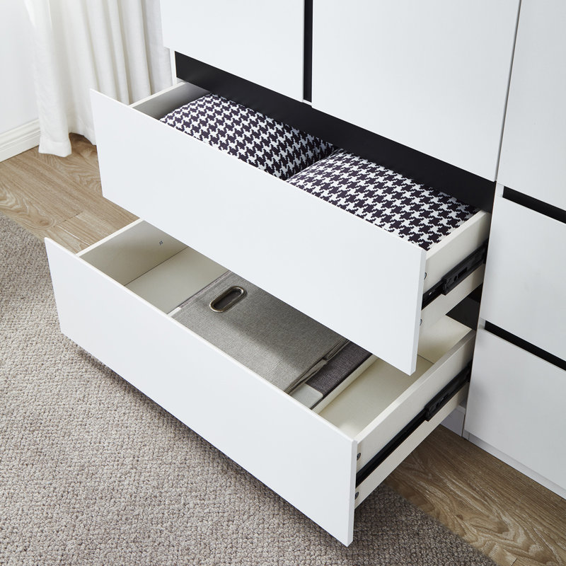 Armoire penderie 4 portes avec 4 tiroirs