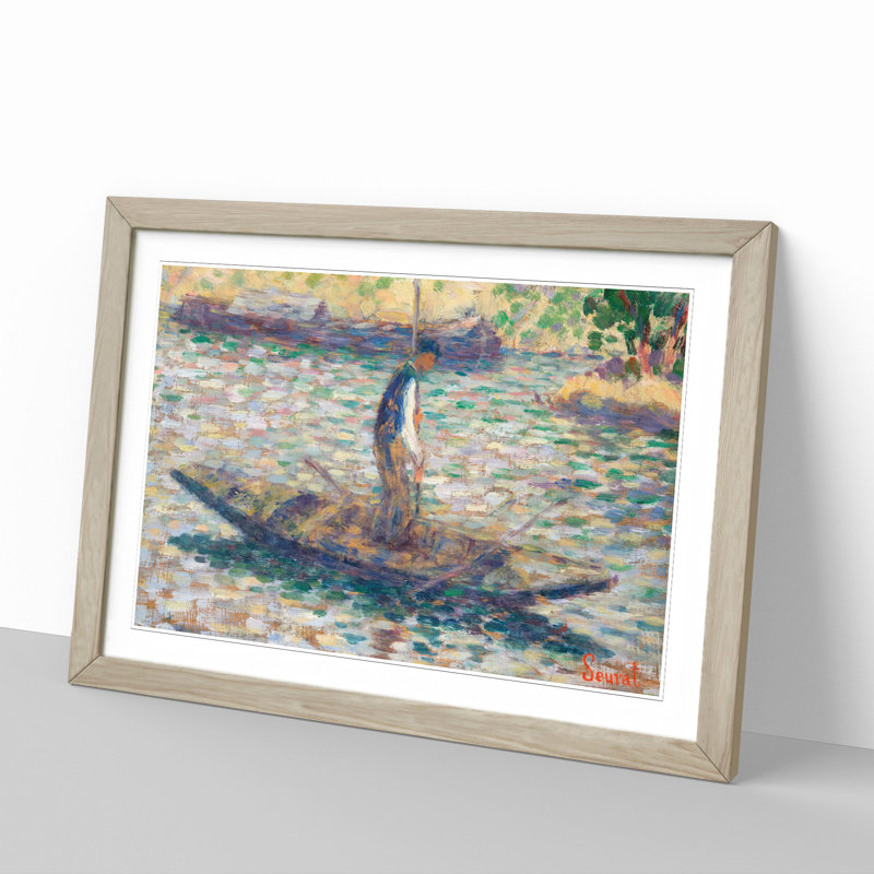 A Fisherman by Georges Seurat - Picture Frame Painting, 36cm H x 48cm W x 2cm D, Oak Framed