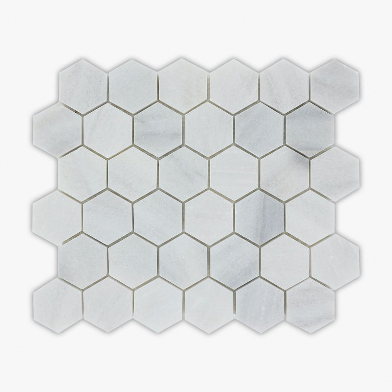 Carreau de mosaïque en nid d'abeille en marbre hexagonal poli 12 pi x 12 po Marmara