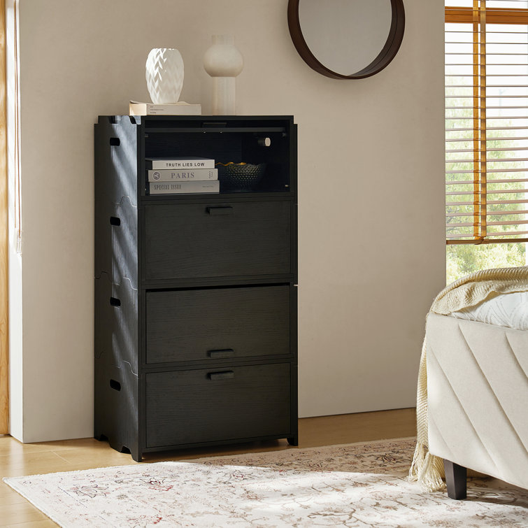 Guilherme 25"Tall Modern 2-Drawer Flip-Top Nightstand Set Of 2
