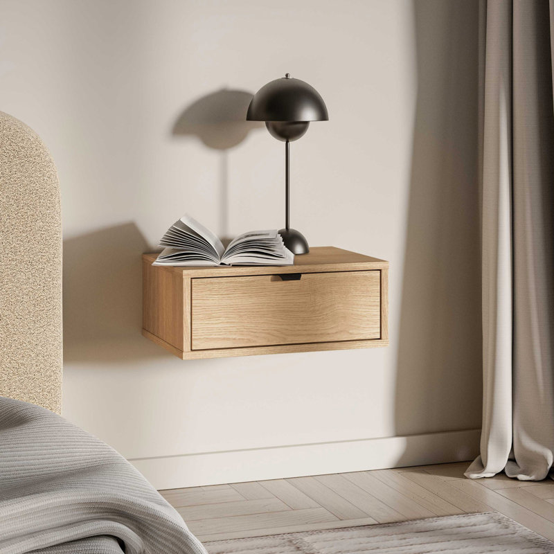 Solid Wood Bedside Table, Beige