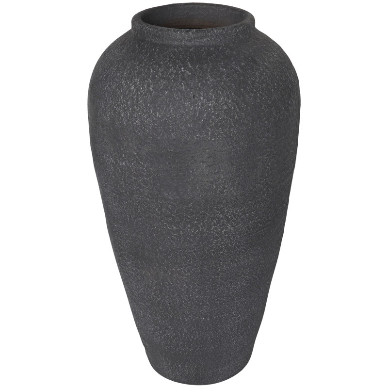 Vase décoratif texturé en céramique noire, H 19,5 po x l 10,1 po x P 10,1 po