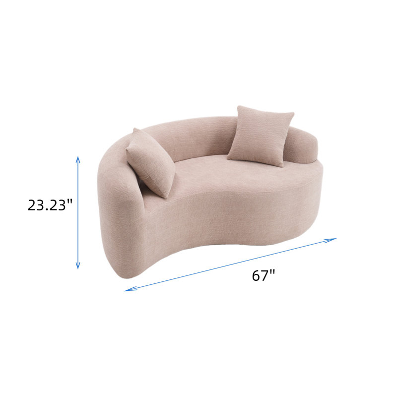 S-curve Chenille Upholstered Sofa Set, Beige